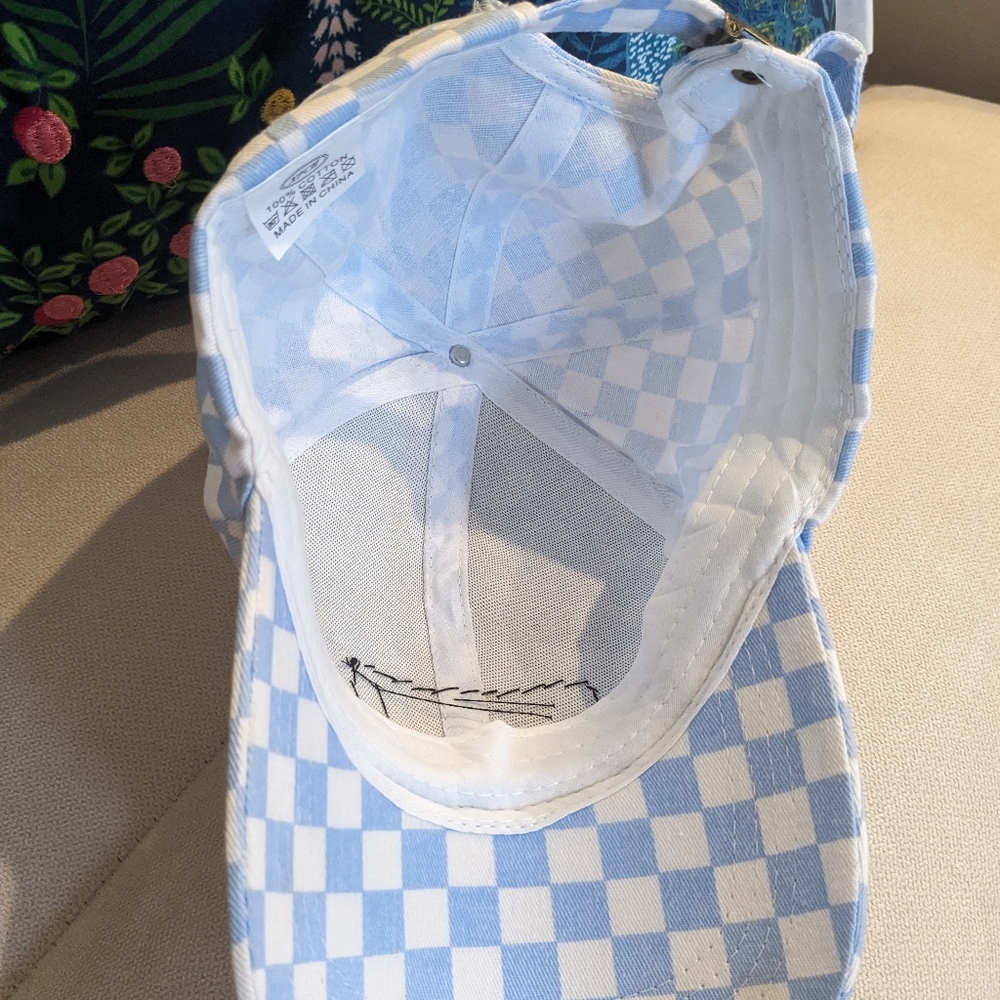 Handmade Hat, "Original" blue checkered, unisex $20 - Picture 2 of 3